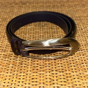 Talbots U Shape Buckle Purple Leather Belt Skinny Classic Office Dressy Modern M